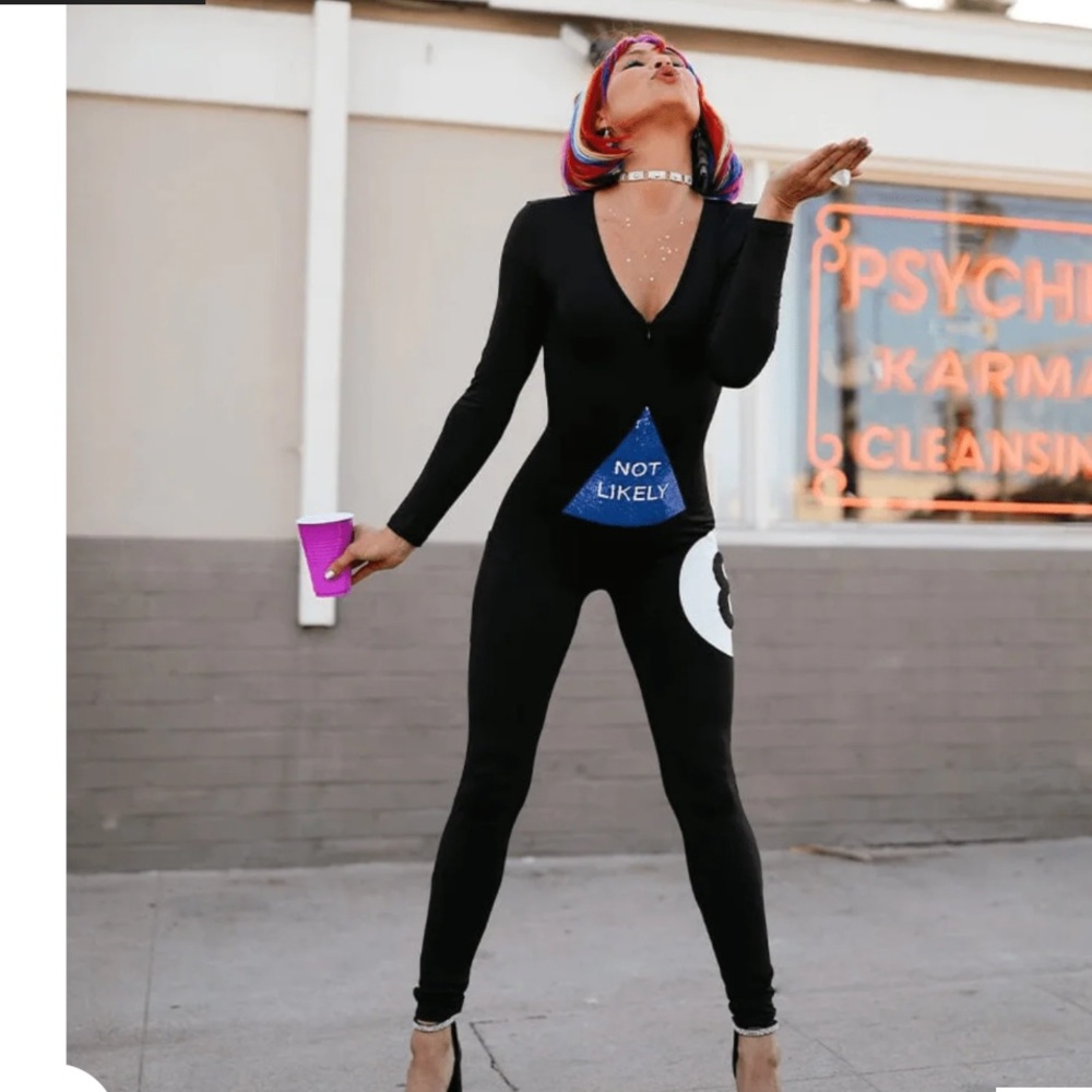 Tipsy Elves Black Jumpsuit with Blue Triangle and White Graphic